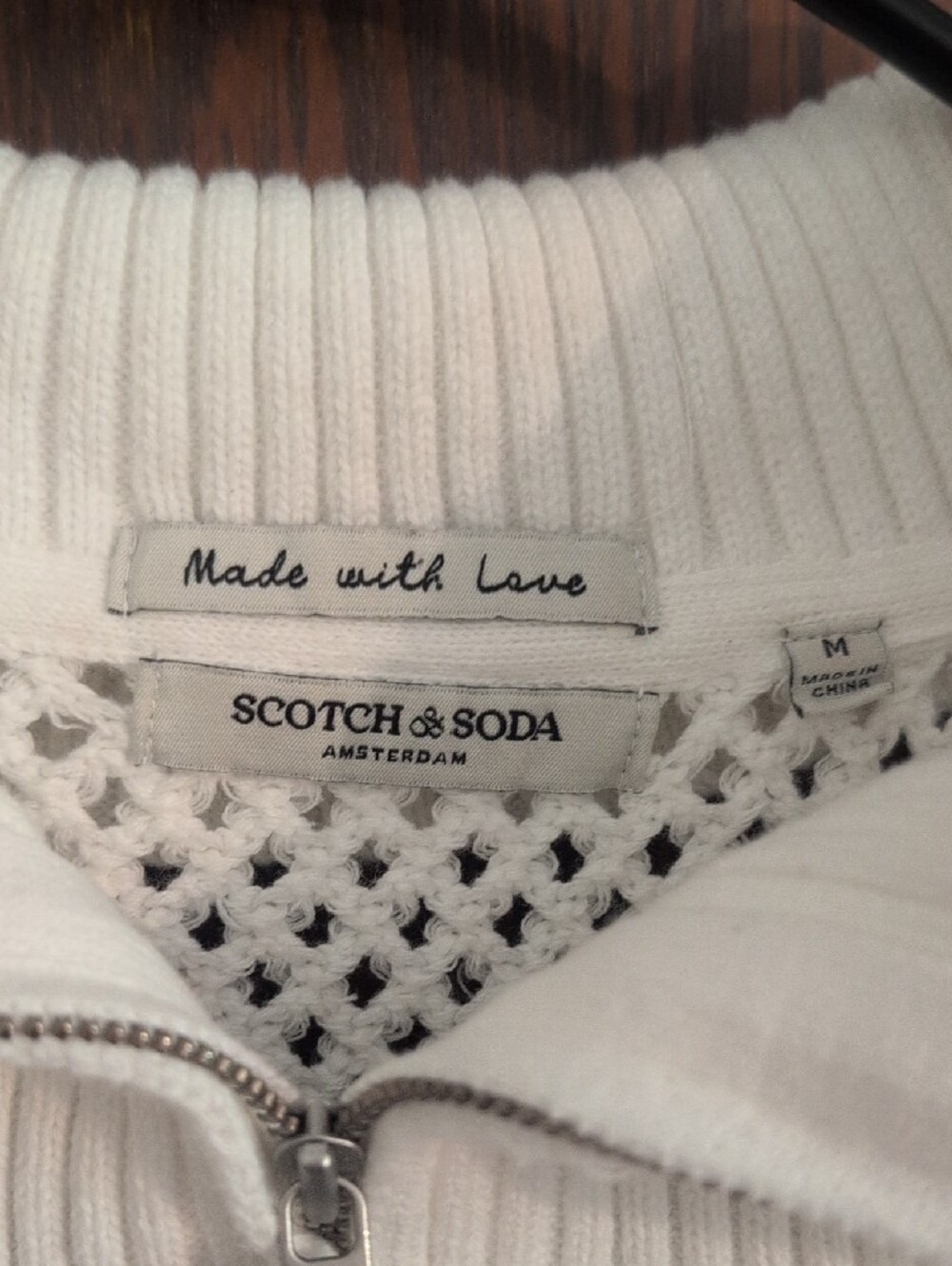 Scotch & Soda Off-White Open-Knit Zip-Collar Sweater Vest - Picture 2 of 6